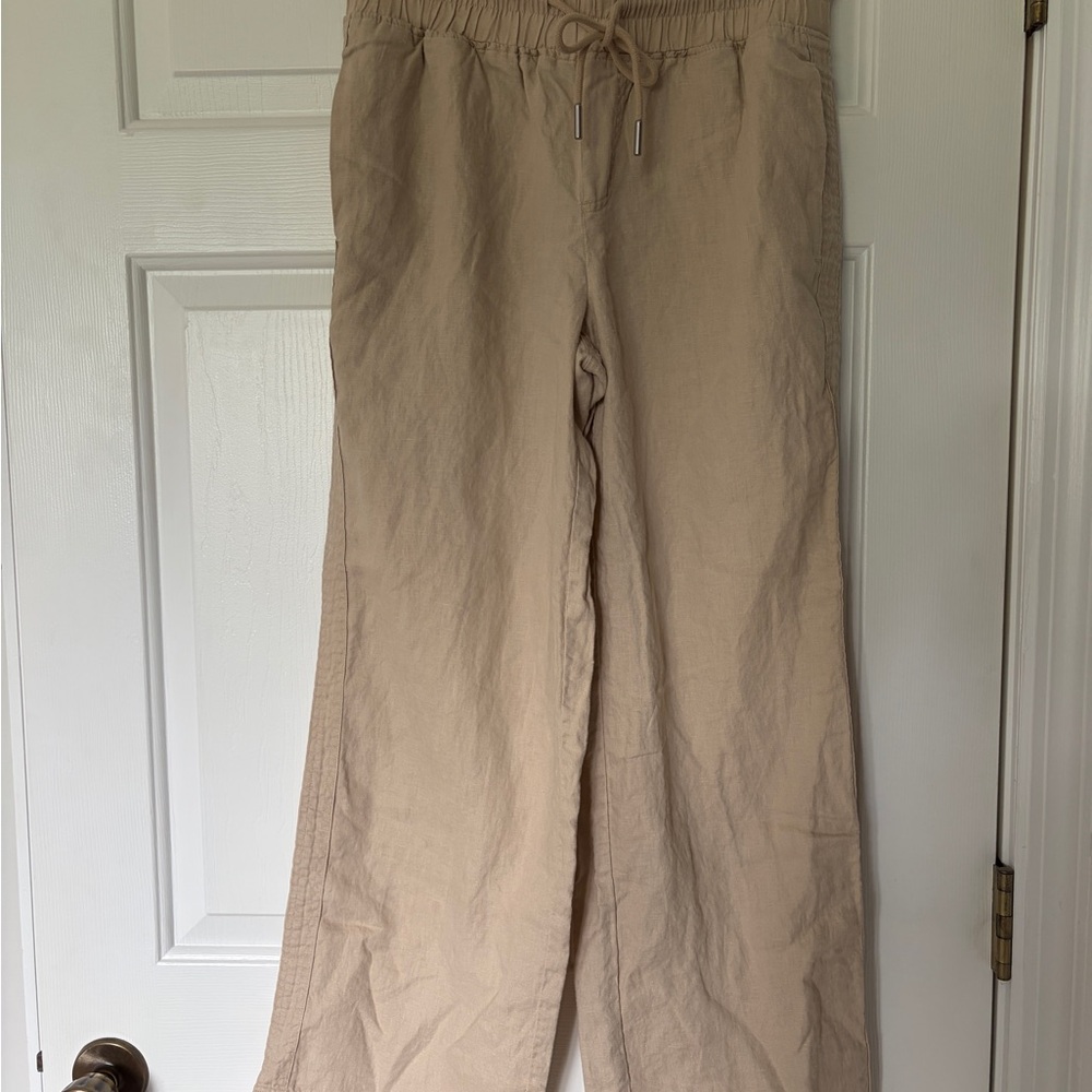 Quince Beige Elastic Waist Wide-Leg Pants - Picture 3 of 4